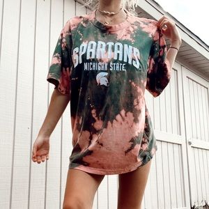 Oversized Acid Washed MSU Tee